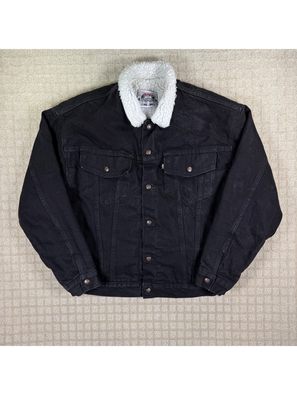 Vintage Levi's Black Sherpa-lined Denim Jacket USA Made XL